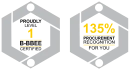 B-BBEE Level 1 and 135% procurement recognition badges